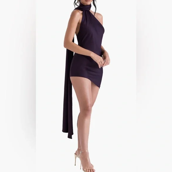 House of CB Aida Satin Minidress - Nightshade Small - Picture 3 of 4
